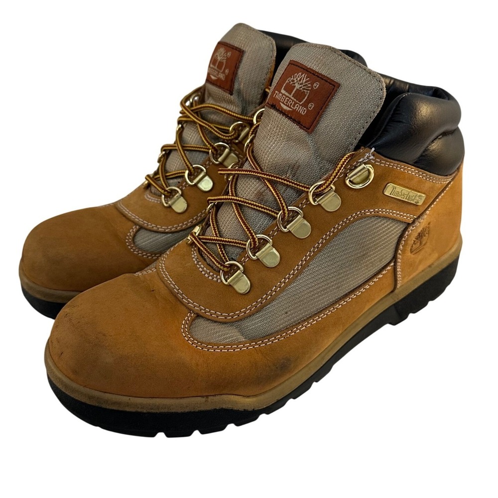 Timberland Boy's Wheat Field Mesh Panel Leather Hiking Boots Size 7M